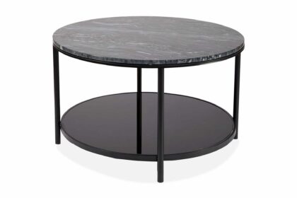 Soffbord tamarama 85 cm runt - marmor|glas|svart