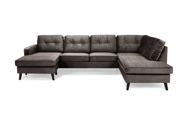 U-soffa miller med divan vänster sammet - mullvad