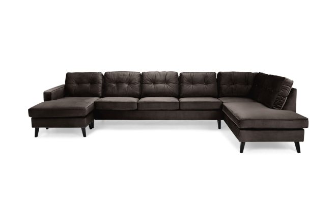 U-soffa miller large med divan vänster sammet - mullvad