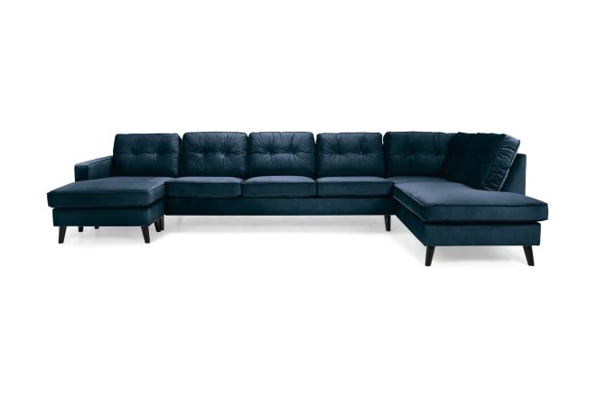 U-soffa miller large med divan vänster sammet - midnattsblå