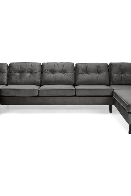U-soffa miller large med divan vänster sammet - mörkgrå