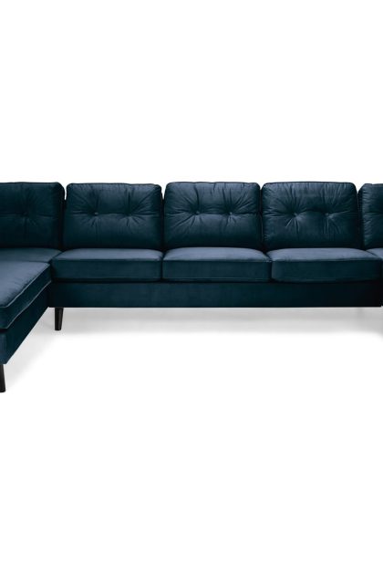 U-soffa miller large med divan höger sammet - midnattsblå