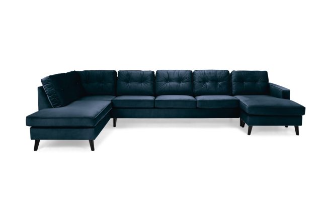 U-soffa miller large med divan höger sammet - midnattsblå