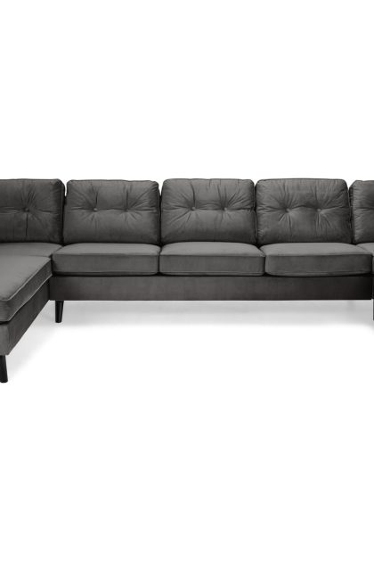 U-soffa miller large med divan höger sammet - mörkgrå