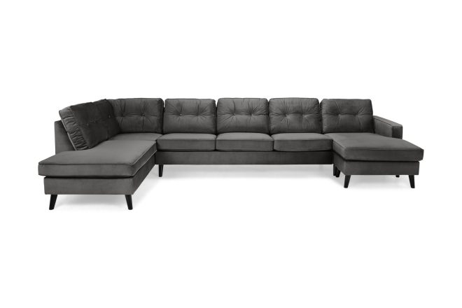U-soffa miller large med divan höger sammet - mörkgrå