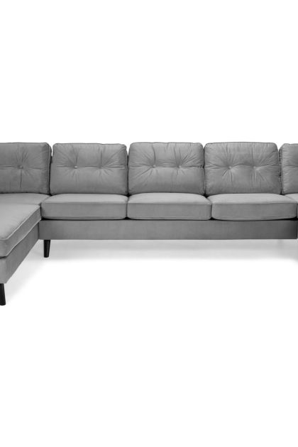 U-soffa miller large med divan höger sammet - ljusgrå