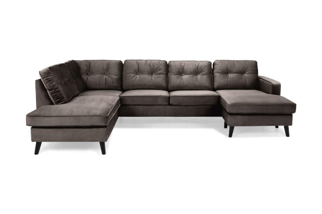 U-soffa miller med divan höger sammet - mullvad