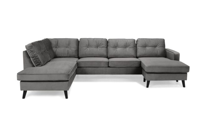 U-soffa miller med divan höger sammet - mörkgrå