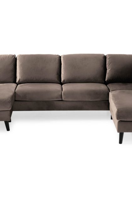 U-soffa colt med divan vänster sammet - mullvad