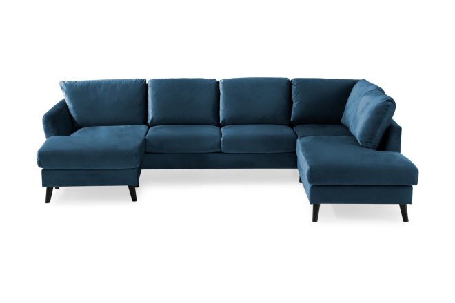 U-soffa colt med divan vänster sammet - midnattsblå
