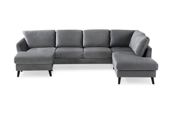 U-soffa colt med divan vänster sammet - ljusgrå