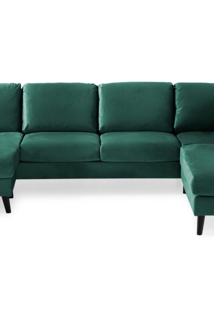 U-soffa colt med divan vänster sammet - grön