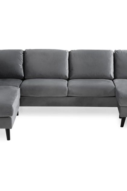U-soffa colt med divan höger - ljusgrå