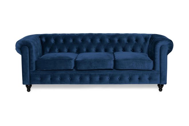 Sammetssoffa walton lyx 3-sits - blå