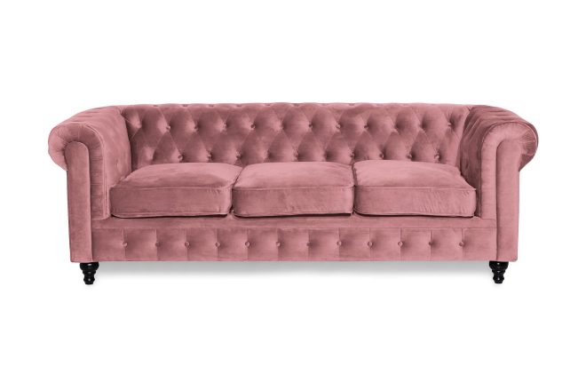 Sammetssoffa walton lyx 3-sits - rostrosa