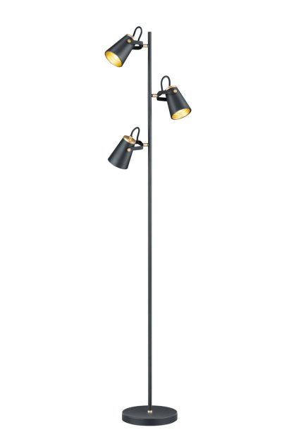 Trio lighting edward golvlampa 3l e14 mattsvart/ guld - svart|guld