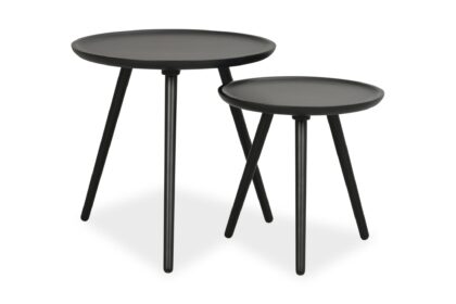 Satsbord june 50 cm runt 2 bord - svart