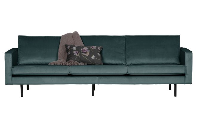 Soffa dotty 3-sits sammet - blågrön