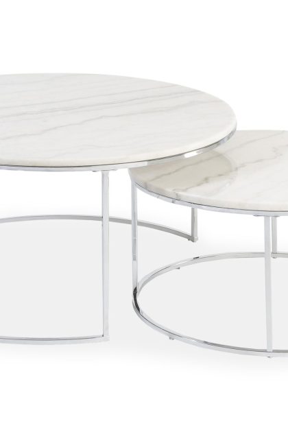 Soffbord lormont 2-pack 60|80 cm krom/ljus marmor - stenexpo