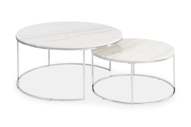 Soffbord lormont 2-pack 60|80 cm krom/ljus marmor - stenexpo