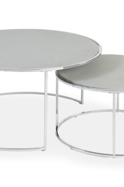 Soffbord lens 2-pack 60|80 cm krom/grå - stenexpo