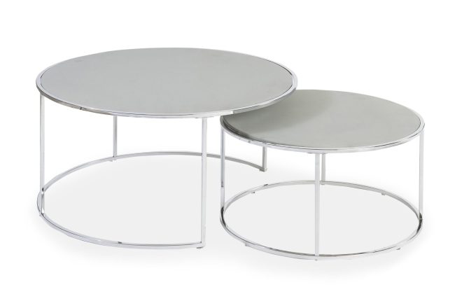 Soffbord lens 2-pack 60|80 cm krom/grå - stenexpo