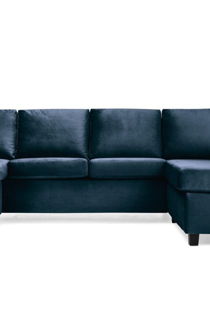 U-soffa nevada large divan vänster sammet - midnattsblå
