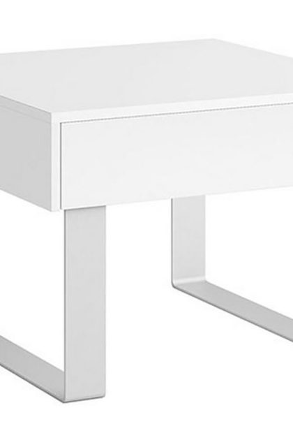 Soffbord frick litet 64 cm med förvaring låda - vit