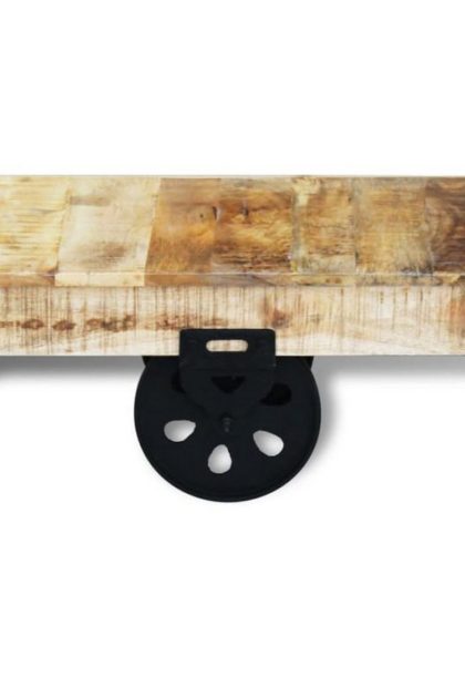 Soffbord med hjul industriell stil mangoträ - brun