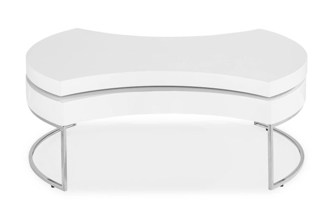 Soffbord nico 110 cm ovalt - vit högglans/silver