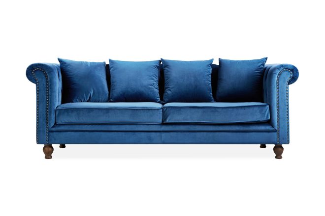 Velvet sammetssoffa 3-sits - blå