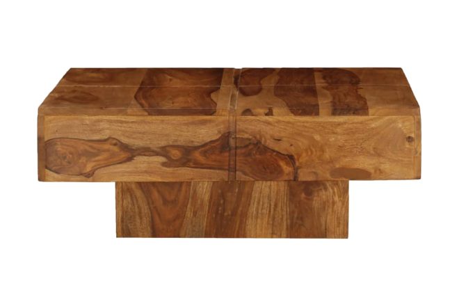 Soffbord massivt sheshamträ 80x80x30 cm - valnötsbrun