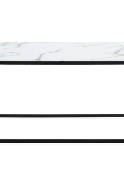 Soffbord valeria 120 cm marmormönster - glas/vit/svarta ben