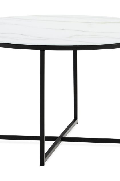 Soffbord valeria 80 cm runt marmormönster - vit/svart