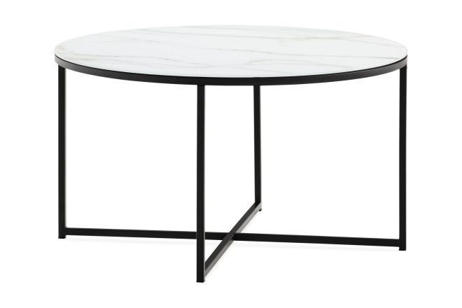 Soffbord valeria 80 cm runt marmormönster - vit/svart