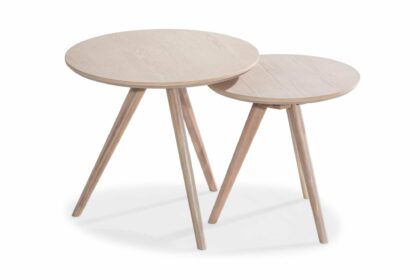 Satsbord cerovo 50 cm runt 2 bord - vitlaserad ek