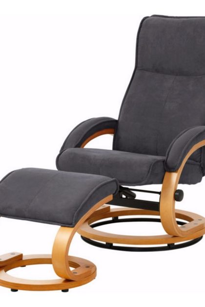 Reclinerfåtölj palina microfiber - grå|trä