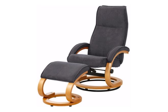 Reclinerfåtölj palina microfiber - grå|trä