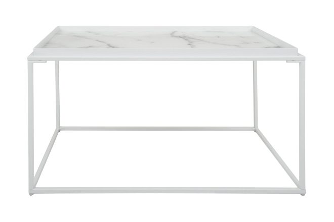 Soffbord lyness 80 cm marmormönster rektangulär - vit