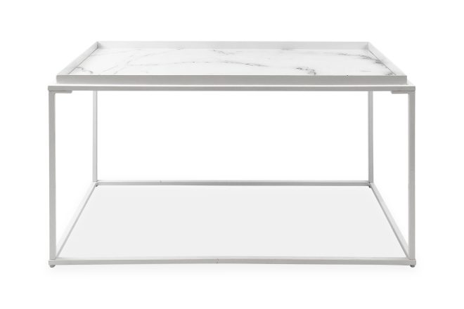 Soffbord lyness 80 cm marmormönster rektangulär - vit/brun