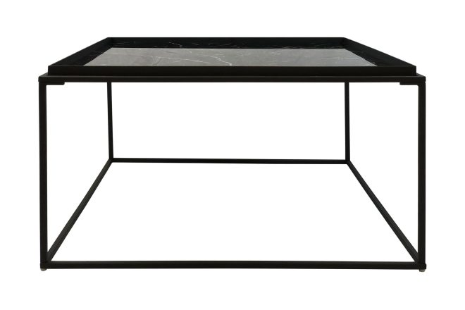 Soffbord lyness 80 cm marmormönster kvadratisk - svart