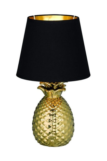 Trio lighting pineapple bordslampa 35cm e14 guld/ svart - guld|svart