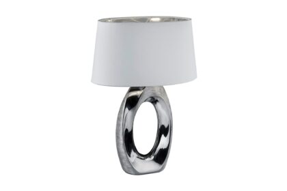 Trio lighting taba bordslampa 52cm e27 silver/vit - silver|vit