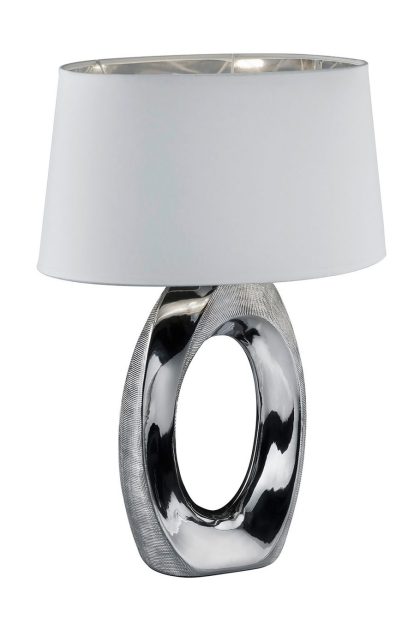 Trio lighting taba bordslampa 52cm e27 silver/vit - silver|vit