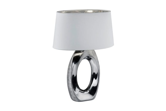 Trio lighting taba bordslampa 52cm e27 silver/vit - silver|vit