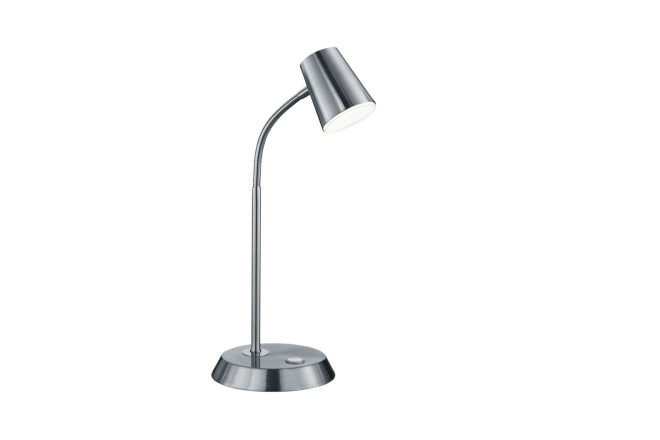 Trio lighting narcos led bordslampa borstad stål - vit