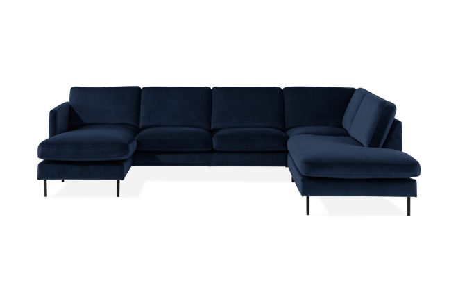 U-soffa elion med divan sammet vänster - blå