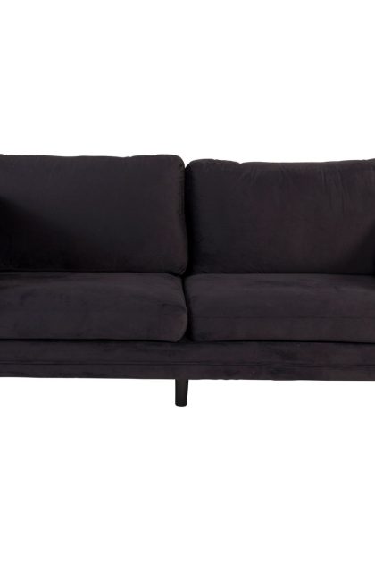 Boom sammetssoffa 3-sits - svart