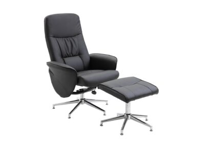 Rolf recliner med ottoman - svart