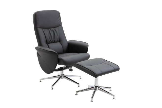 Rolf recliner med ottoman - svart
